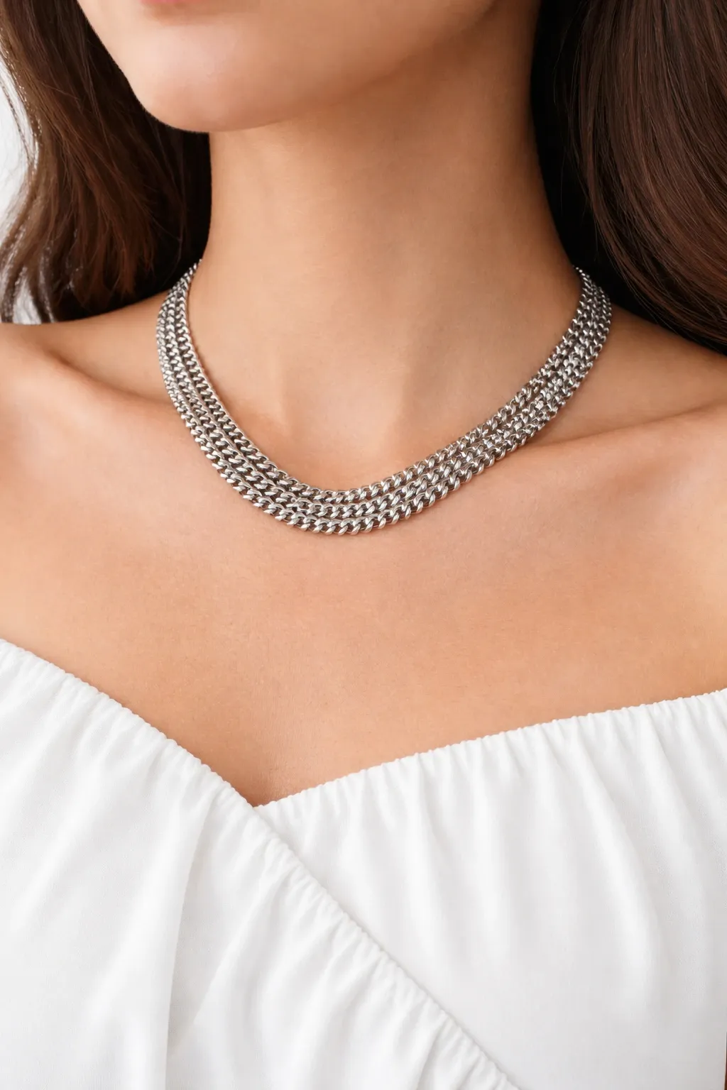 [Layered Silver Chain Choker] Layered Silver Chain Choker