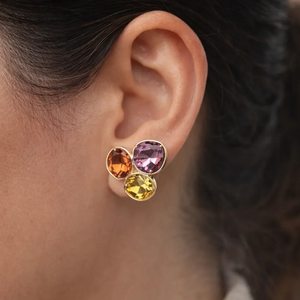 [Multi-Stone Cluster Earrings] Multi-Stone Cluster Earrings