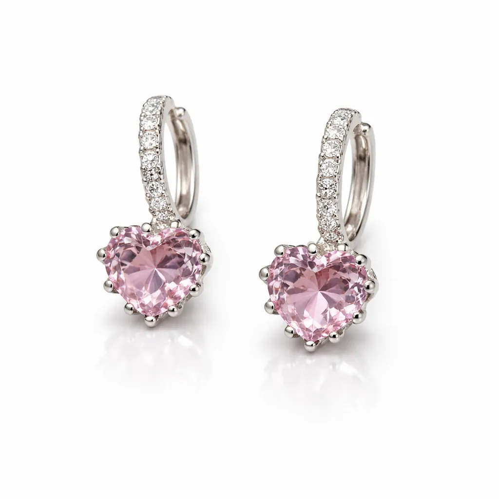 [Crystal Heart Hoop Earrings] Crystal Heart Hoop Earrings