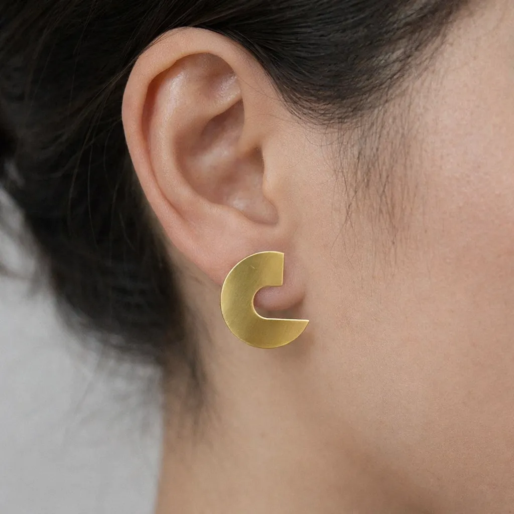 Geometric Gold C Earrings