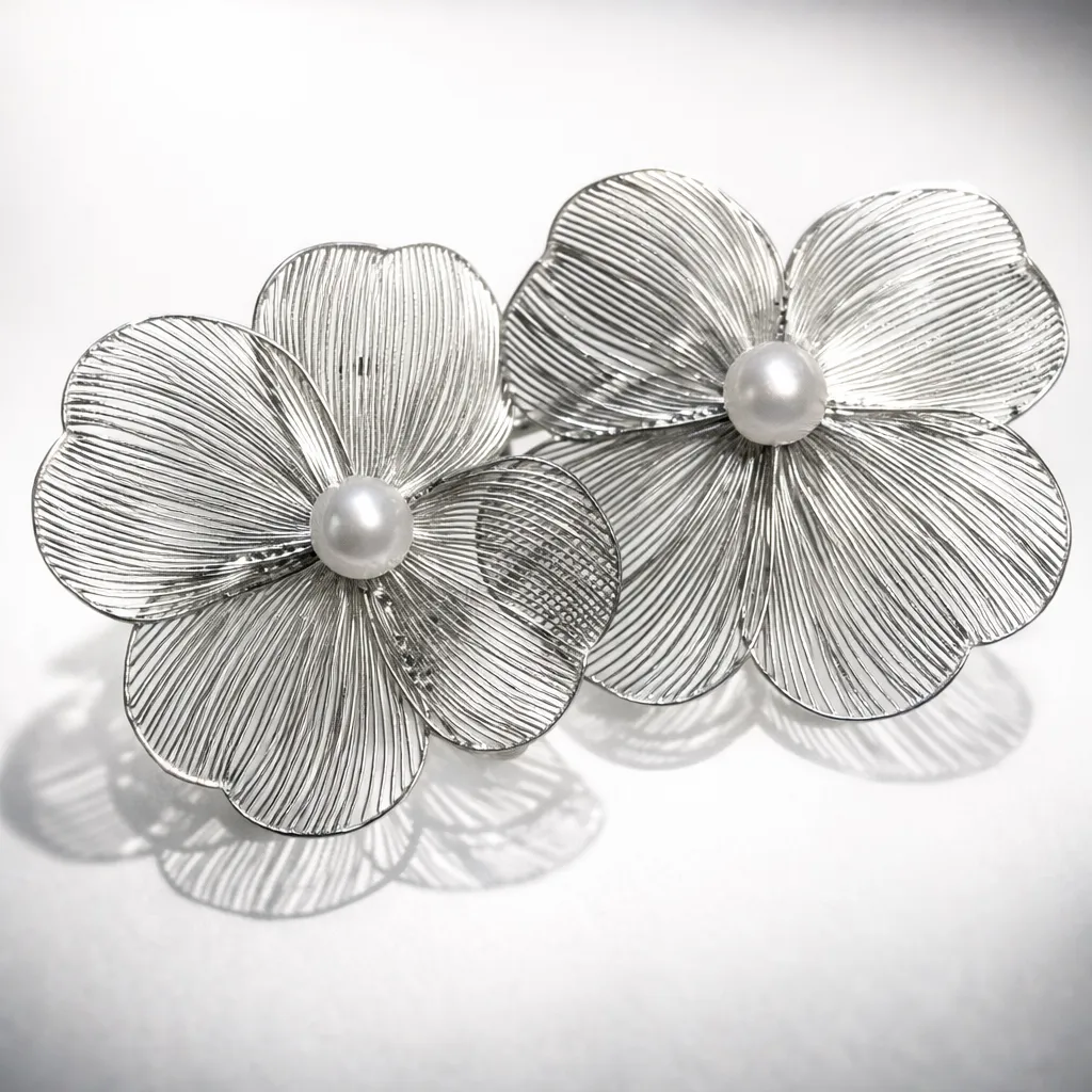 [Silver Bloom Pearl Earrings] Silver Bloom Pearl Earrings