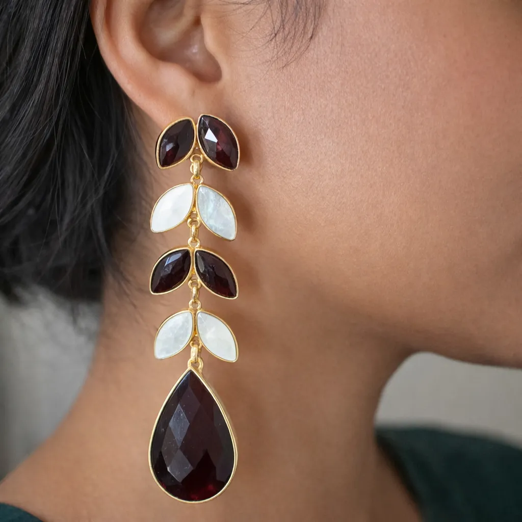 [Royal Wine Leaf Drop Earrings] Royal Wine Leaf Drop Earrings