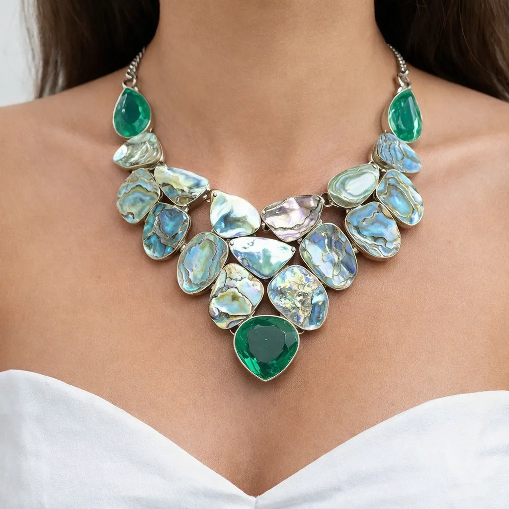 [Emerald Quartz Finish Stones with Natural Abalone Shell] Emerald Quartz Finish Stones with Natural Abalone Shell