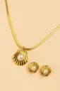 Gold Shell Pearl Pendant Set With Ring