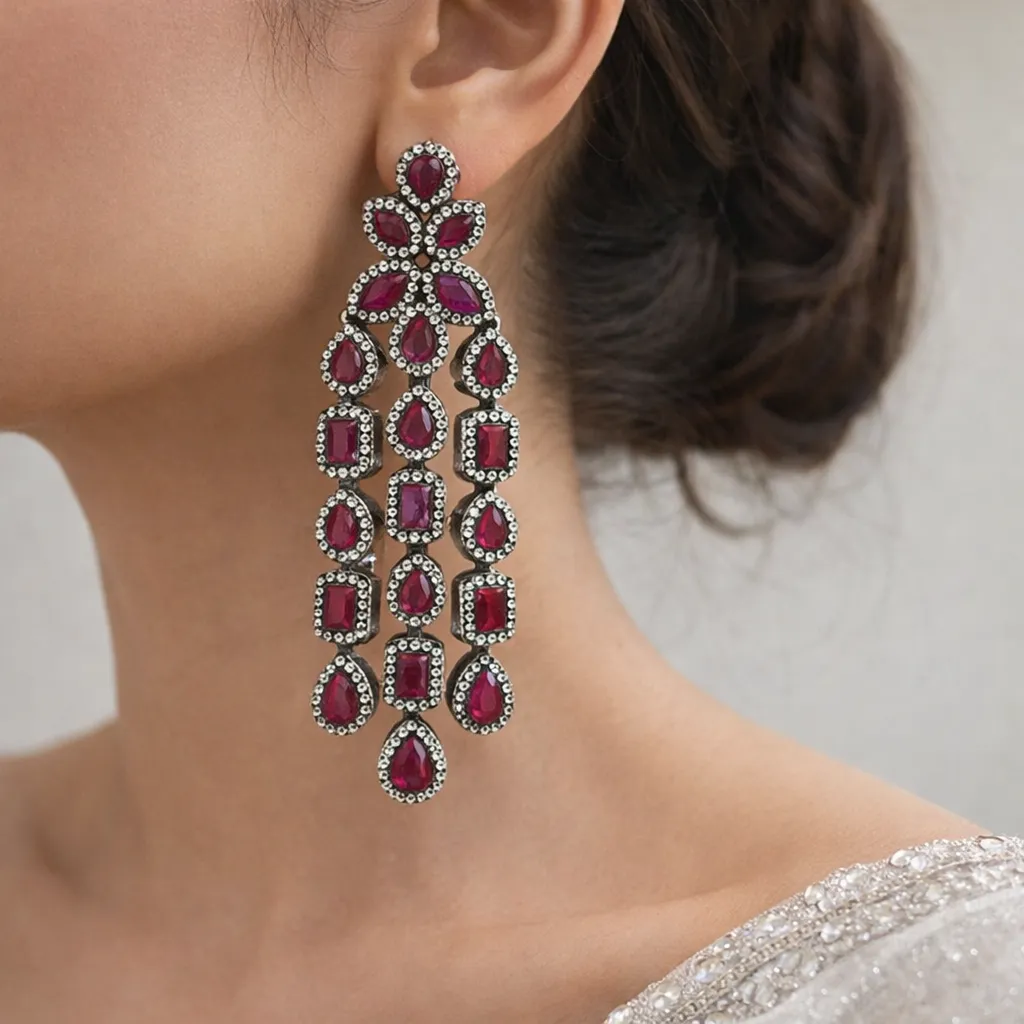 Ruby Drop Chandelier Earrings