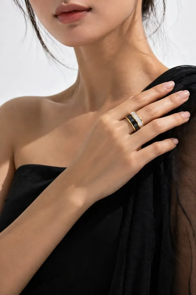 Black Enamel Statement Ring