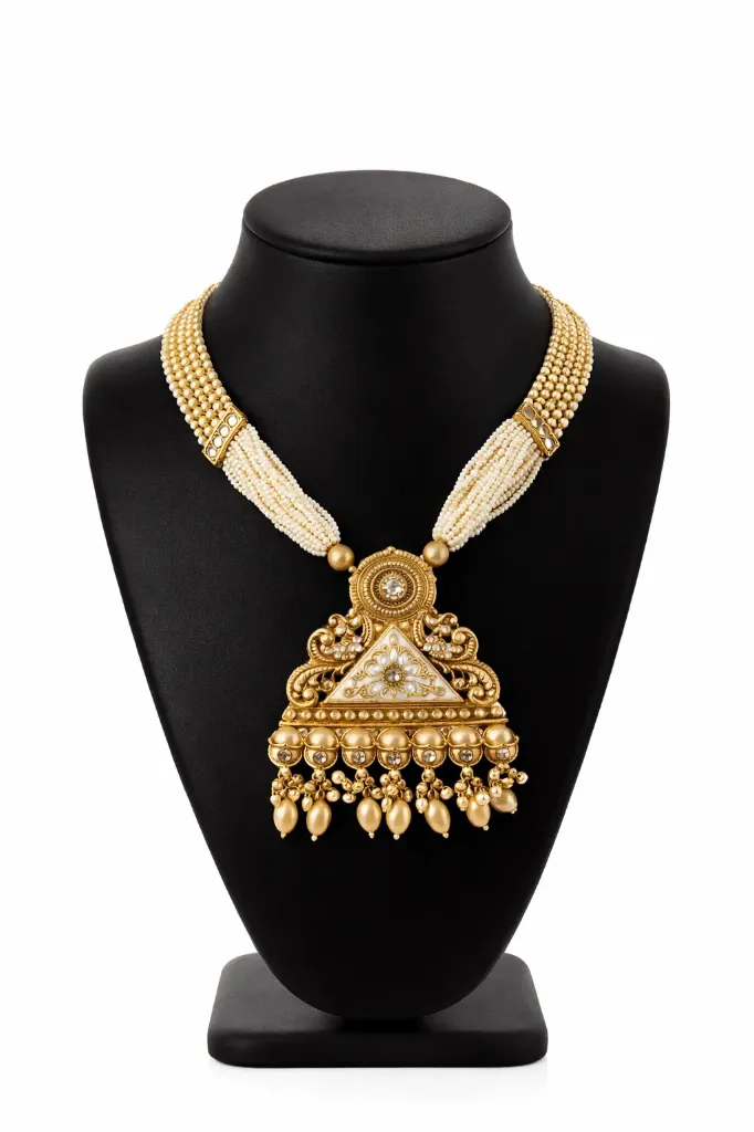 [TIVA Tradition gold Pearl Necklace with earrings] TIVA Tradition gold Pearl Necklace with earrings