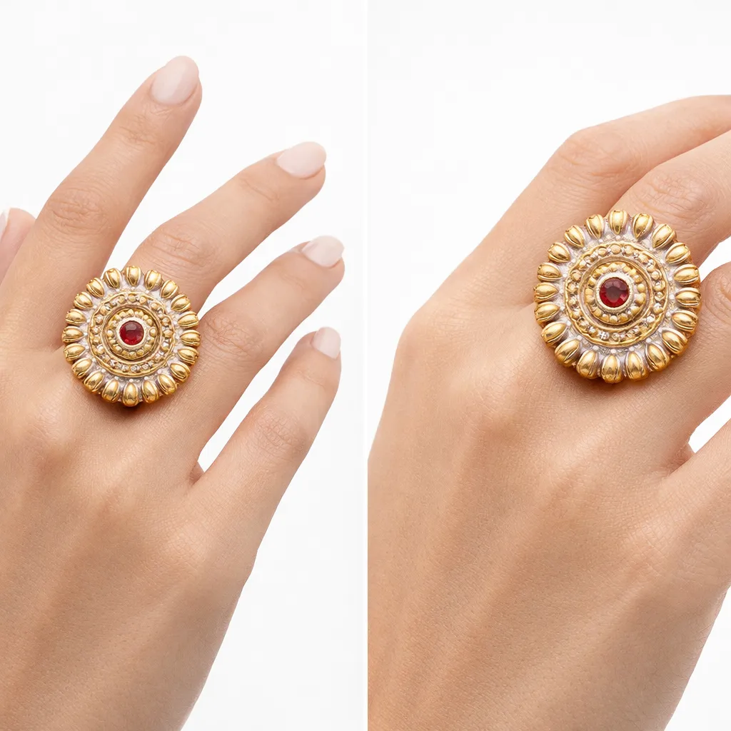 [TIVA Kundan-Inspired Statement Ring] TIVA Kundan-Inspired Statement Ring