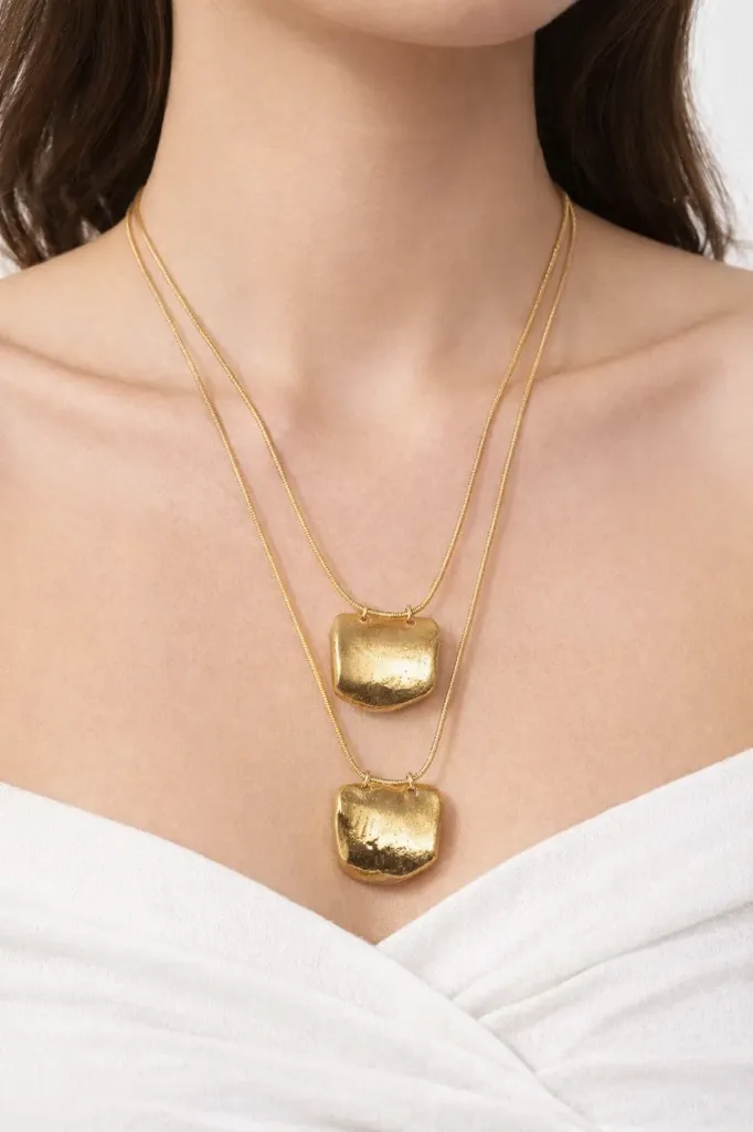 TIVA Layered Gold Disc Necklace