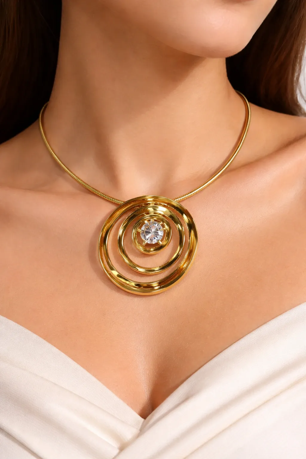 TIVA Spiral Gold Crystal Neckpiece