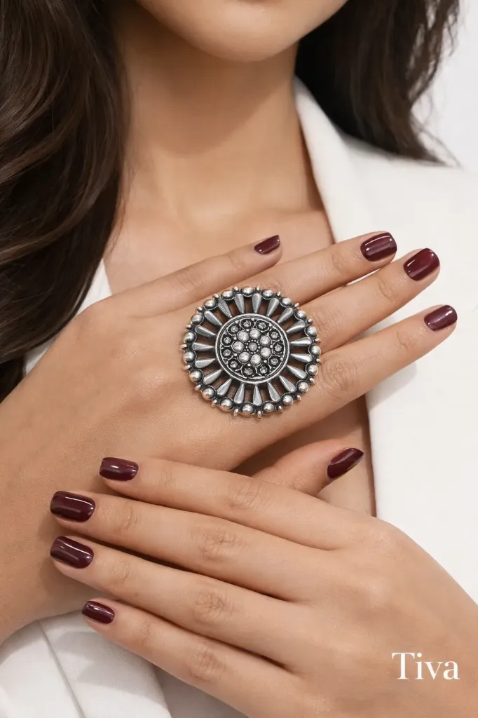 [Intricate oxidized silver statement ring] Intricate oxidized silver statement ring