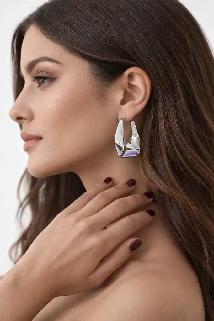 Sculpted Silver Hoops