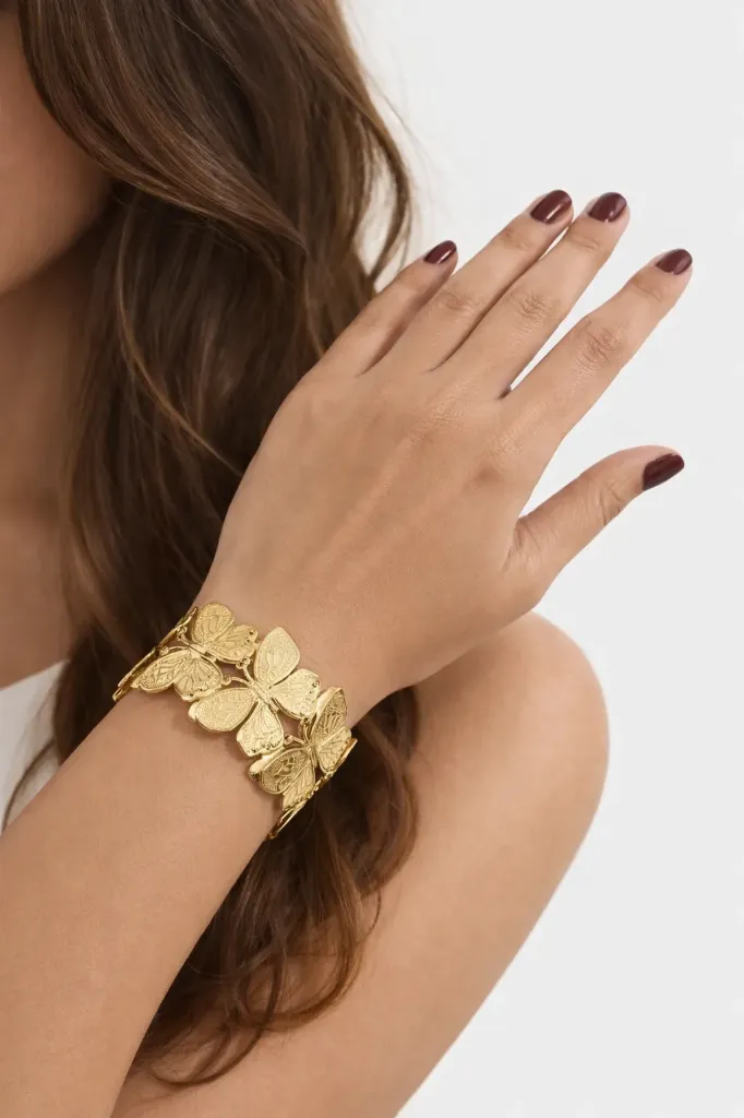 Sculpted butterfly gold bracelet