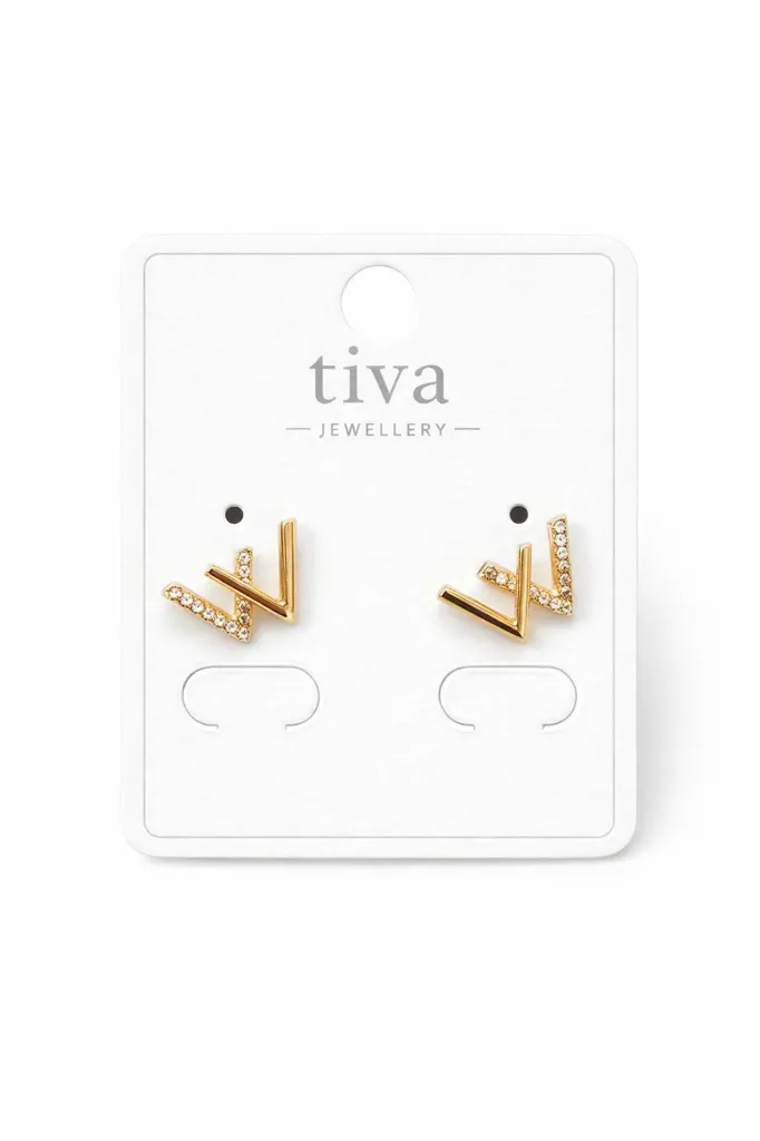 TIVA Rose gold Crystal V Studs