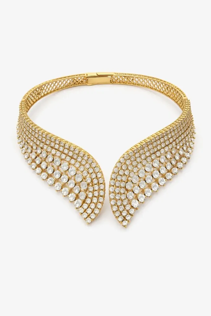 TIVA OPEN V COLLAR NECKPIECE ALONG WITH EARRINGS