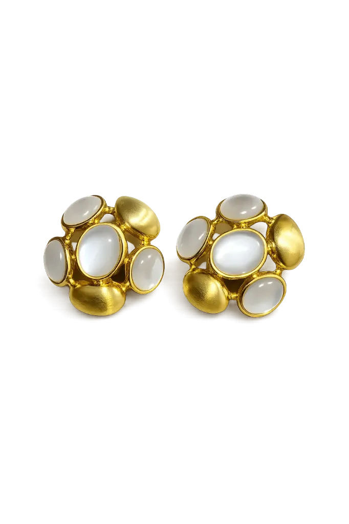 Cabochon Cluster Stud Earrings